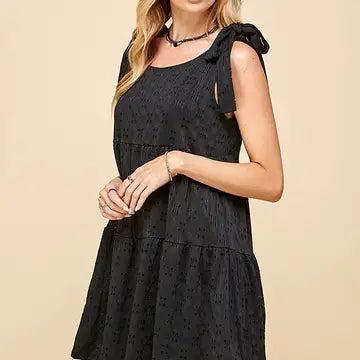 Women's Tiered Midi Dress with Ribbon Tie Female Product Image