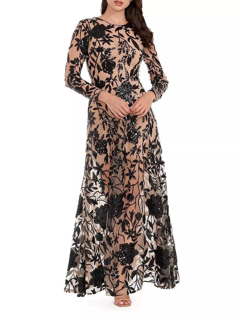 Ava Sequined Tulle Maxi Dress Product Image