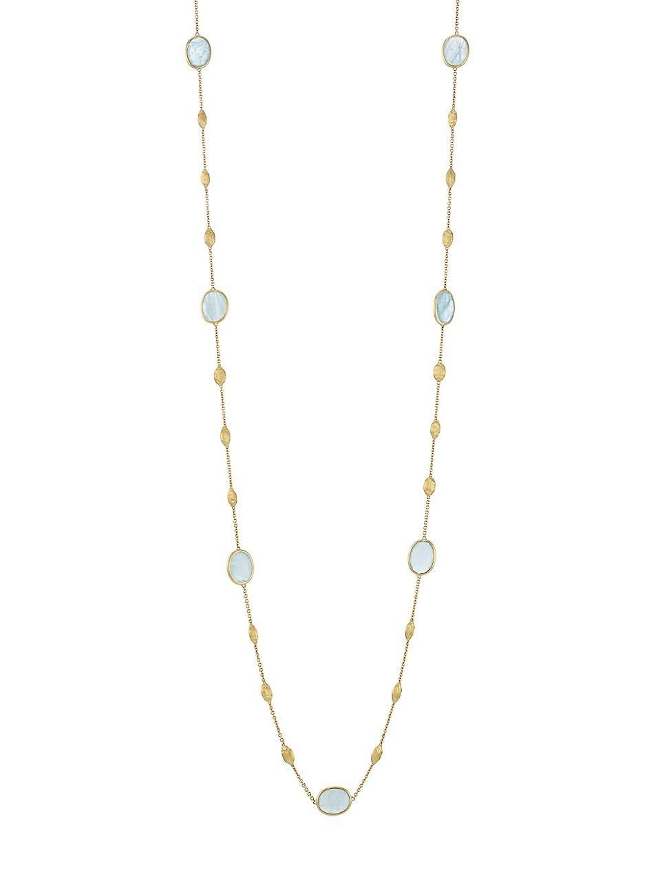 Womens Siviglia 18K Yellow Gold & Aquamarine Station Necklace Product Image