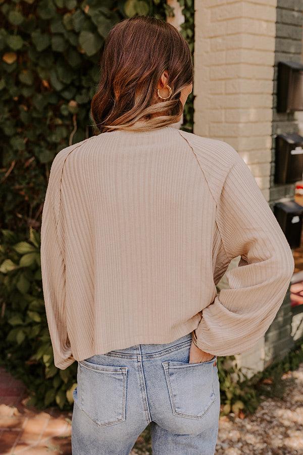 Casual Comforts Henley Top in Beige Product Image