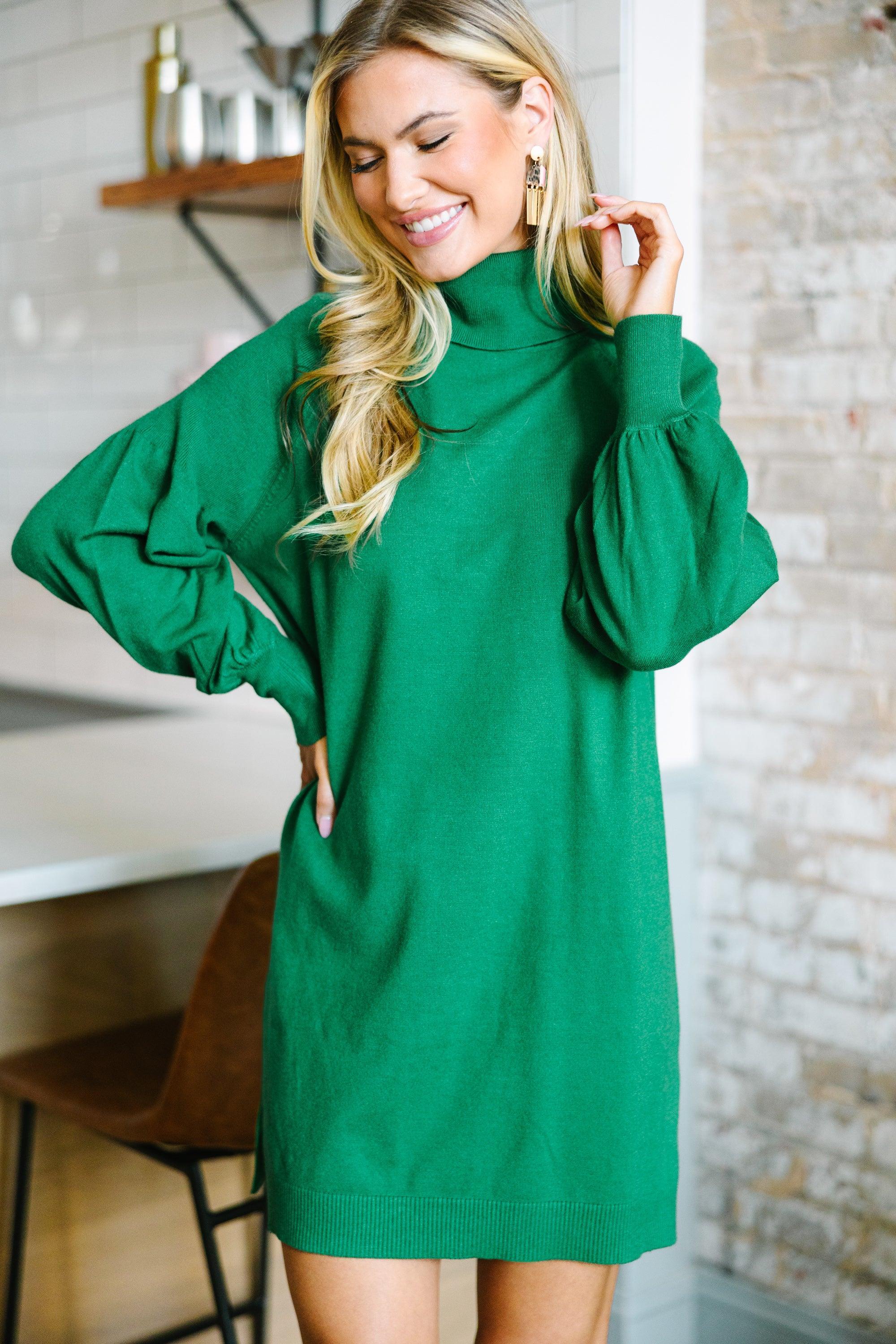 Wherever You Go Green Turtleneck Sweater Dress Female product image