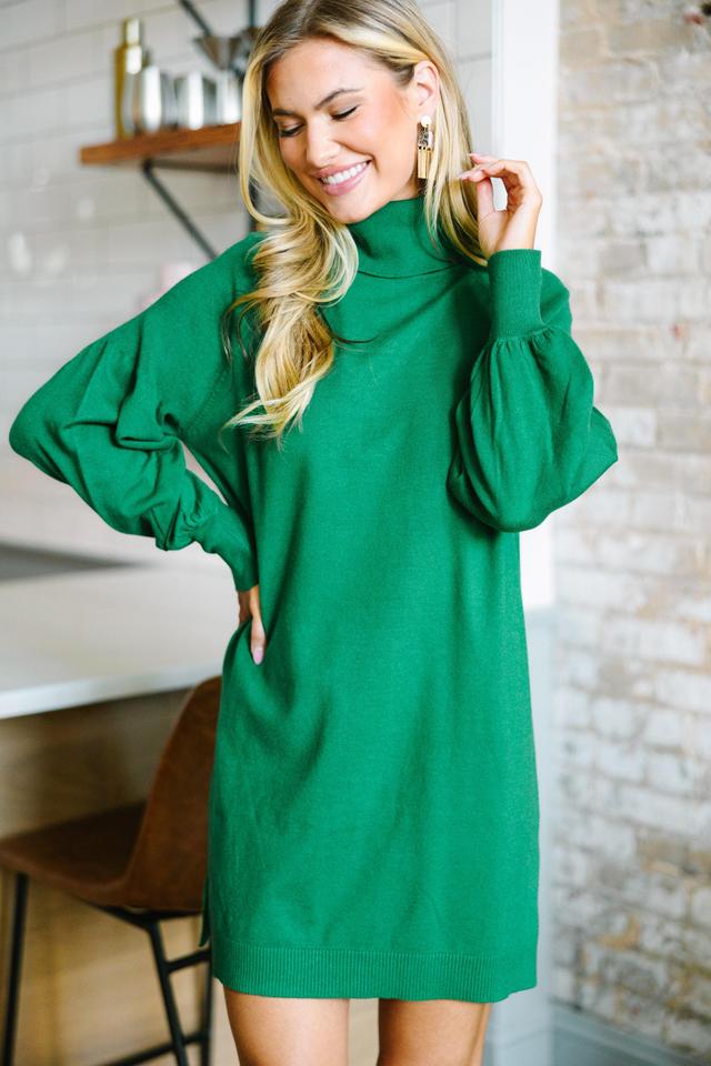 Wherever You Go Green Turtleneck Sweater Dress Female Product Image