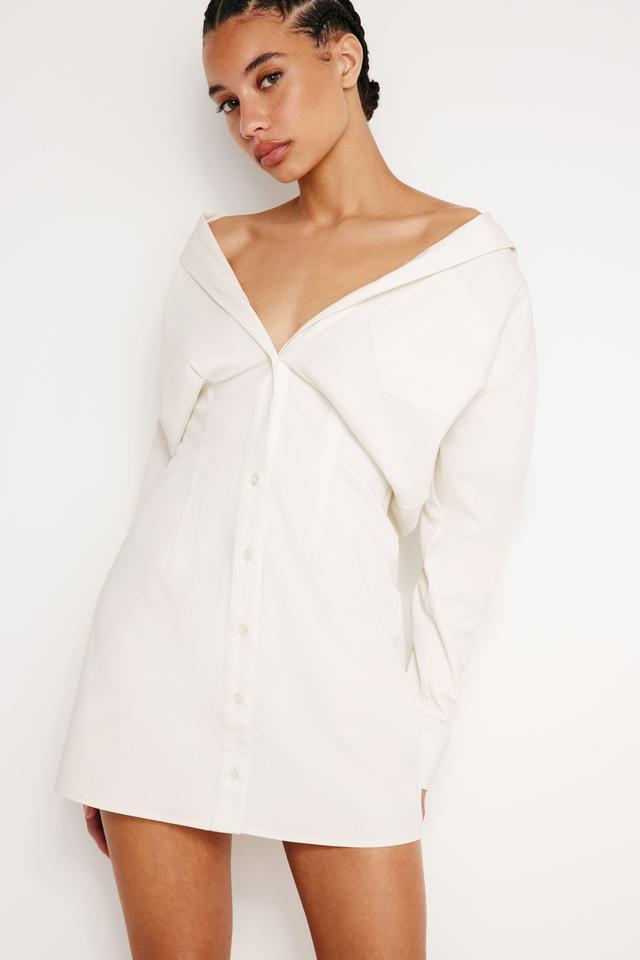 POPLIN SHIRT DRESS | CLOUD WHITE Product Image