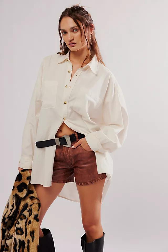 OneTeaspoon Vintage Brown Leather Shorts Product Image