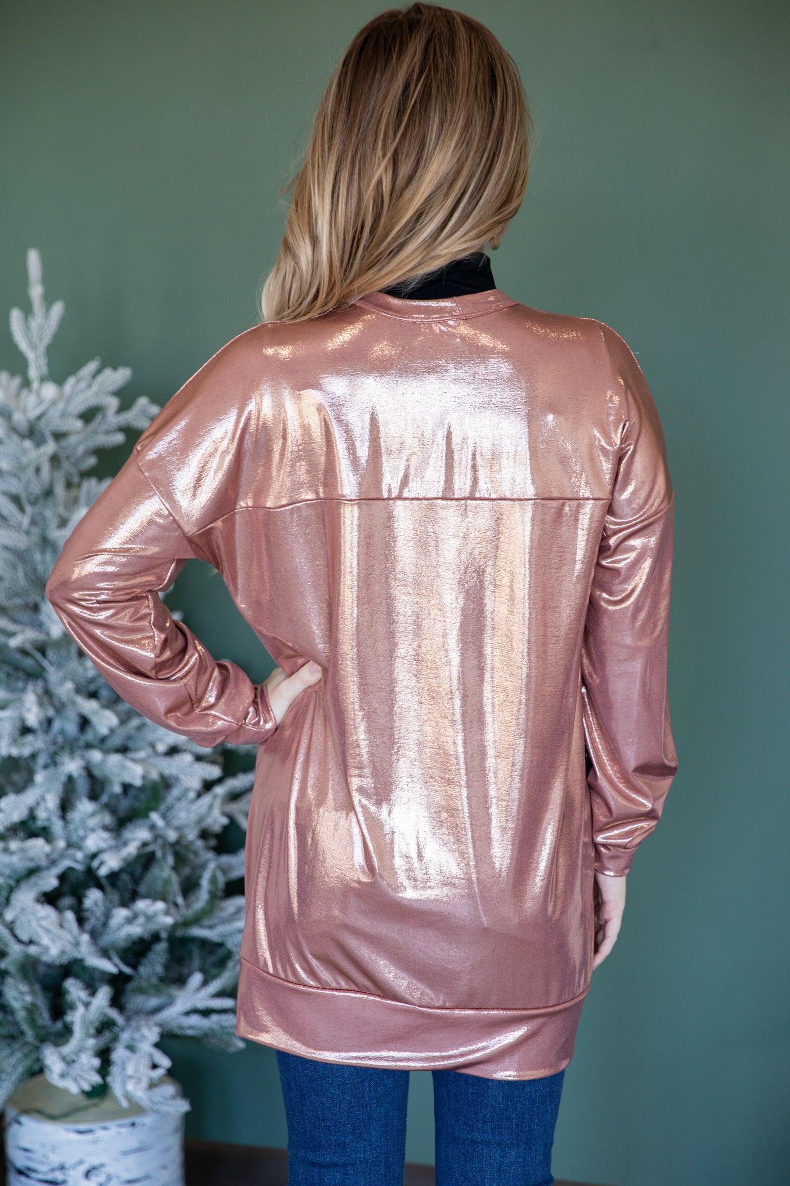 Rose Gold Metallic Cardigan Product Image