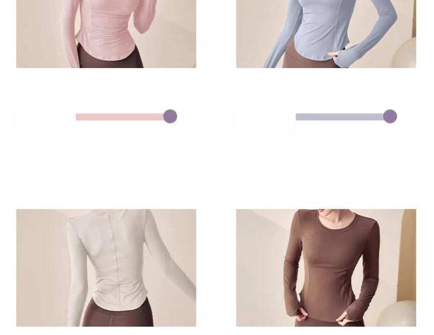 Long Sleeve Round Neck Plain Sport T-Shirt Product Image