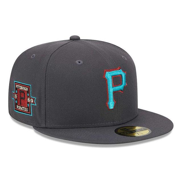 Mens New Era Graphite Pittsburgh Pirates  Print Undervisor 59FIFTY Fitted Hat Product Image