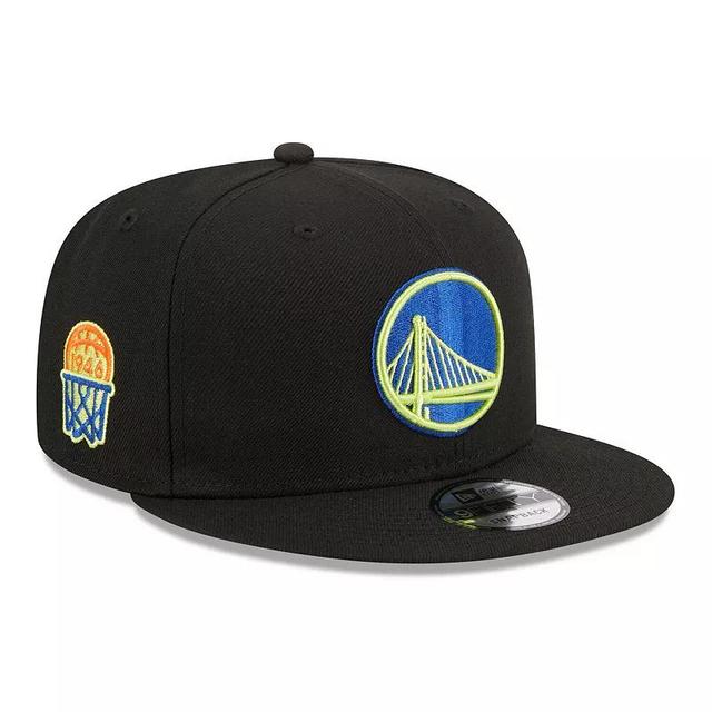 Mens New Era Black Golden State Warriors Neon Pop 9FIFTY Snapback Hat Product Image