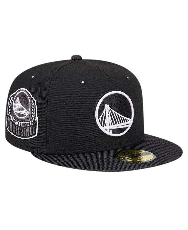 Mens New Era Black Golden State Warriors Active Satin Visor 59FIFTY Fitted Hat Product Image