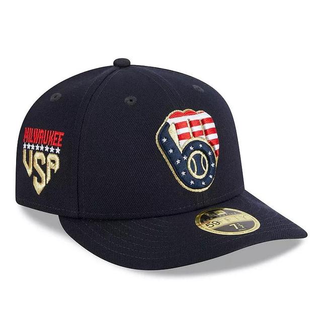 Mens New Era Milwaukee Brewers 2023 Fourth of July Low Profile 59FIFTY Fitted Hat Blue Product Image