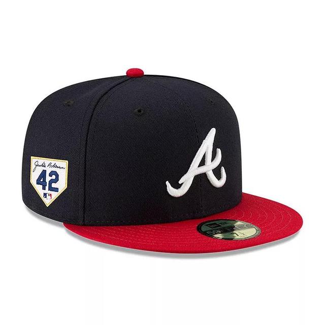 Mens New Era /Red Atlanta Braves 2023 Jackie Robinson Day 59FIFTY Fitted Hat Blue Product Image