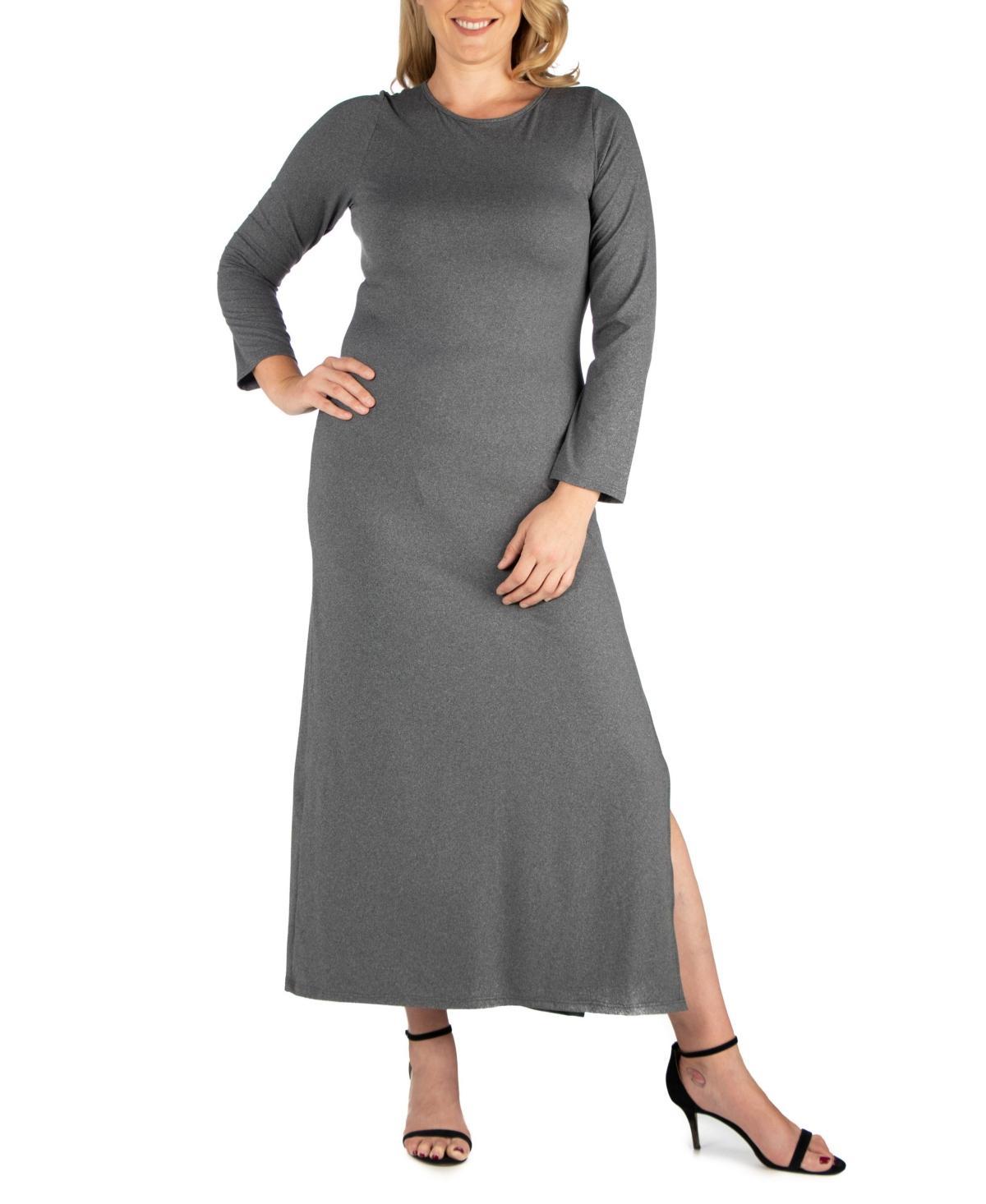 Womens Plus Size Side Slit Fitted Maxi Dress Product Image