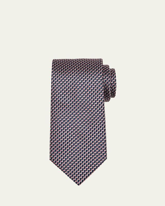 Mens Micro-Geometric Jacquard Silk Tie Product Image