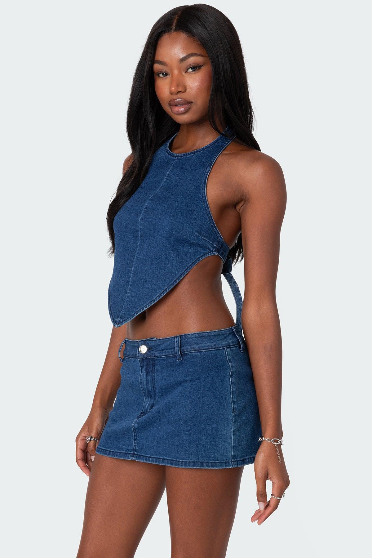 Sydnie Denim Open Back Top Product Image