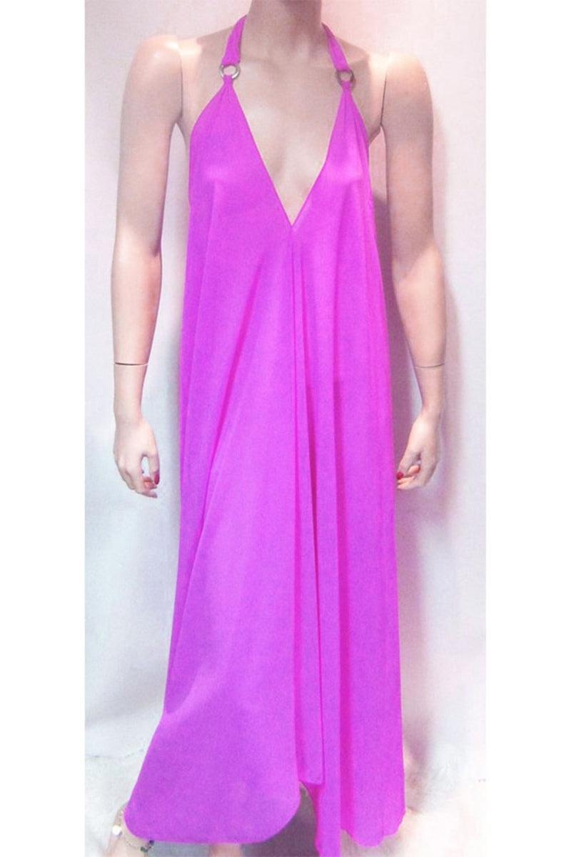 SHEER PURPLE HALTER DRESS Product Image