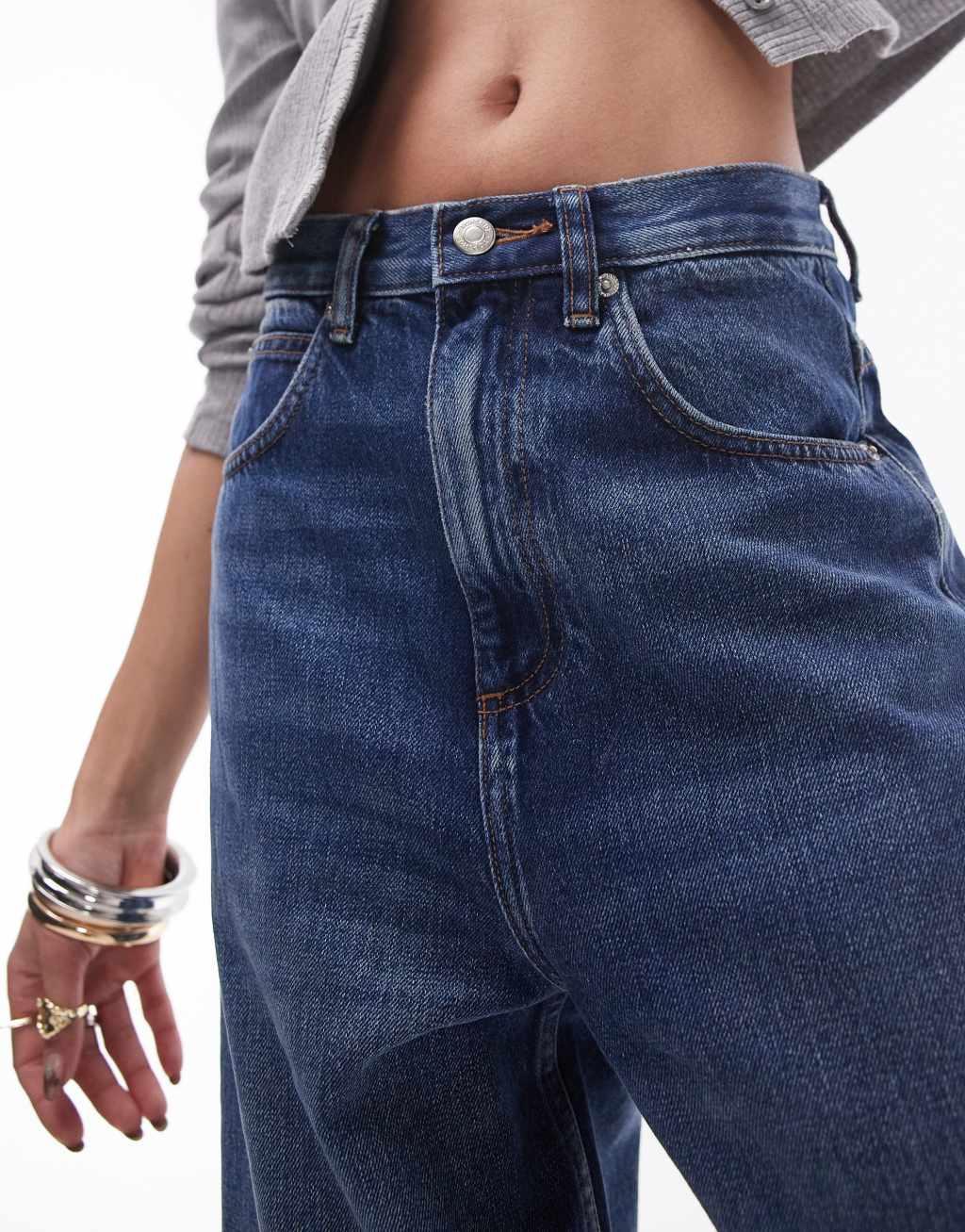 Topshop baggy jeans in mid blue Product Image