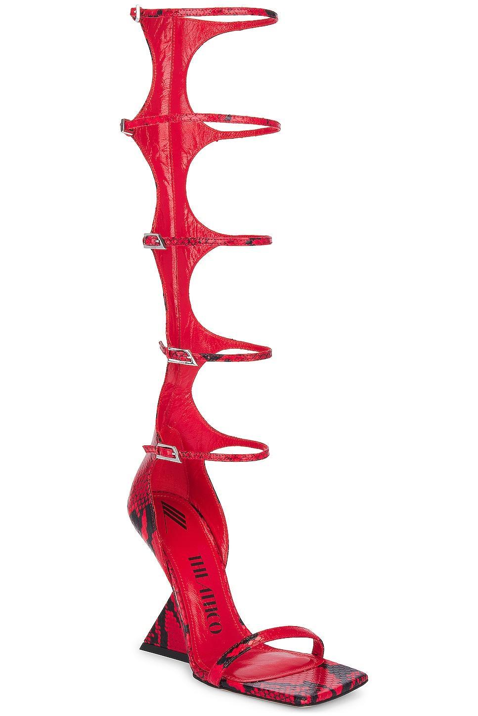 THE ATTICO Grace Multi Strap Sandal in Red & Black - Red. Size 39.5 (also in 36.5). Product Image