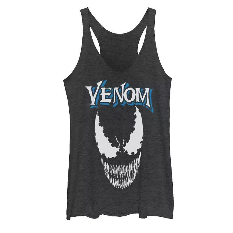 Juniors Marvel Venom Face Close Up Graphic Tank Top, Girls Black Grey Product Image