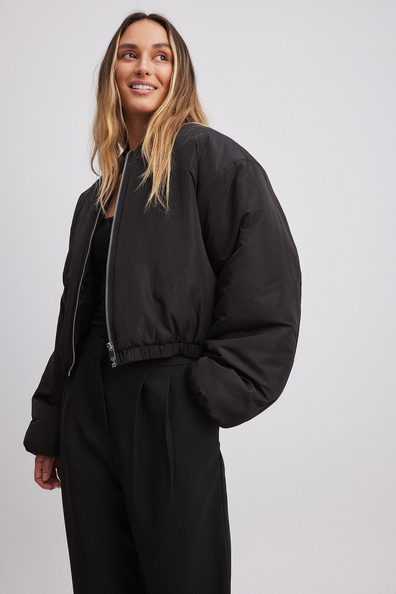 Cropped Padded Bomber Jacket Product Image