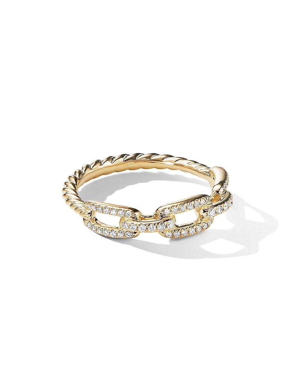 Womens Stax Chain Link Ring in 18K Yellow Gold with Pav Diamonds Product Image