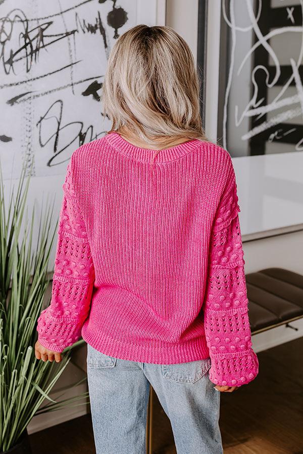 Cityscape Charm Knit Sweater Top in Hot Pink Product Image