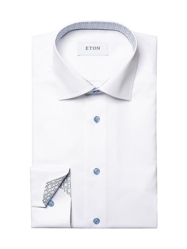 Eton Signature Slim Fit Solid White Organic Cotton Twill Dress Shirt Product Image