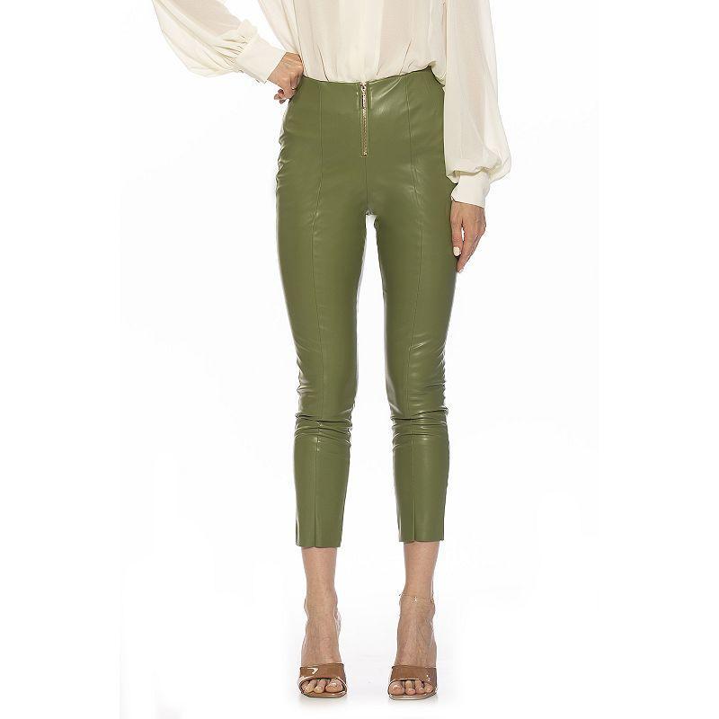 Womens ALEXIA ADMOR Faux-Leather Fitted Skinny Pants Green Product Image