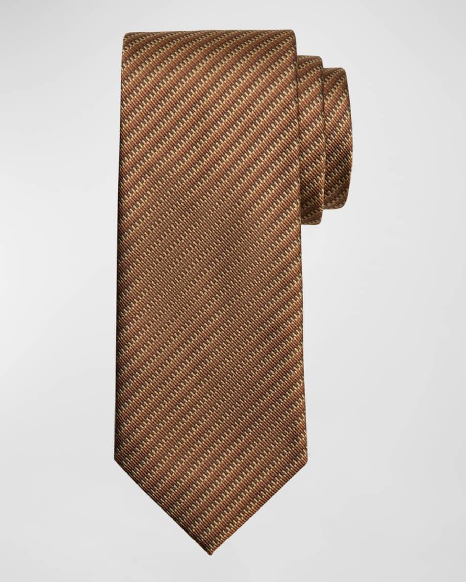 Men's Stripe-Effect Silk Tie Product Image