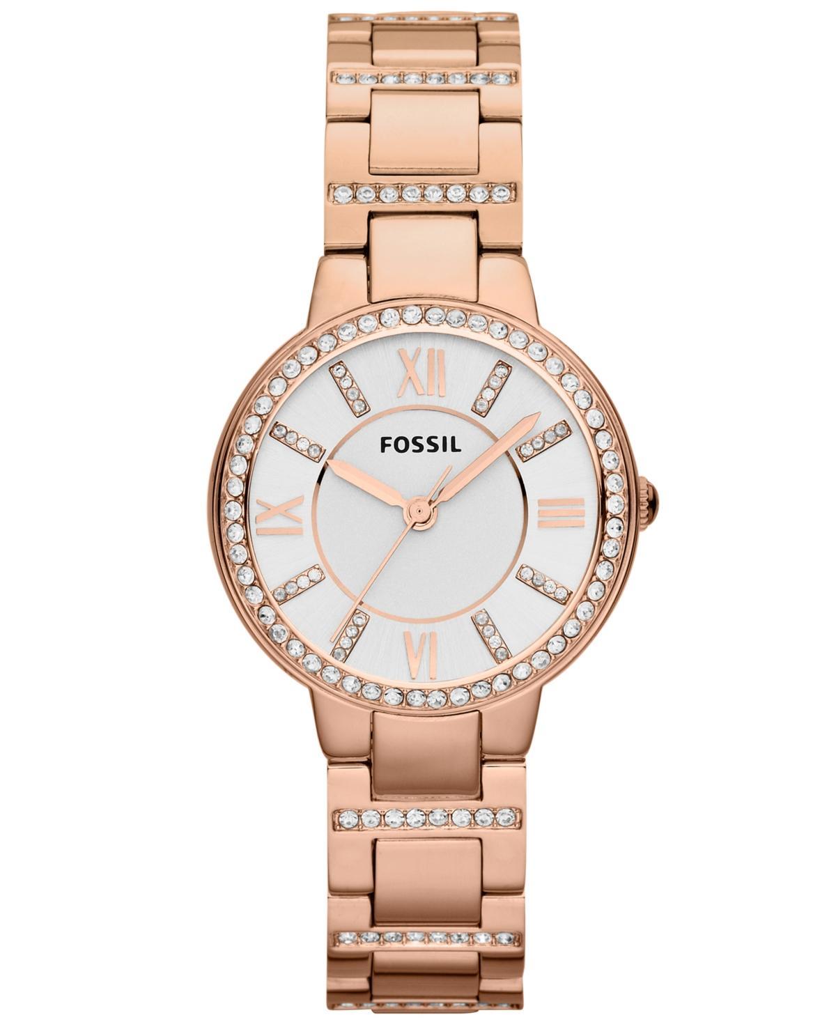 Fossil Womens Virginia Rose Gold-Tone Stainless Steel Bracelet Watch 30mm ES3284 Product Image