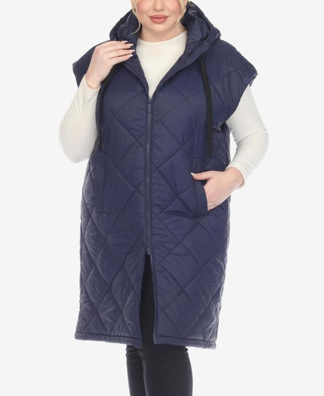 White Mark Plus Size Diamond Quilted Hooded Puffer Vest Product Image