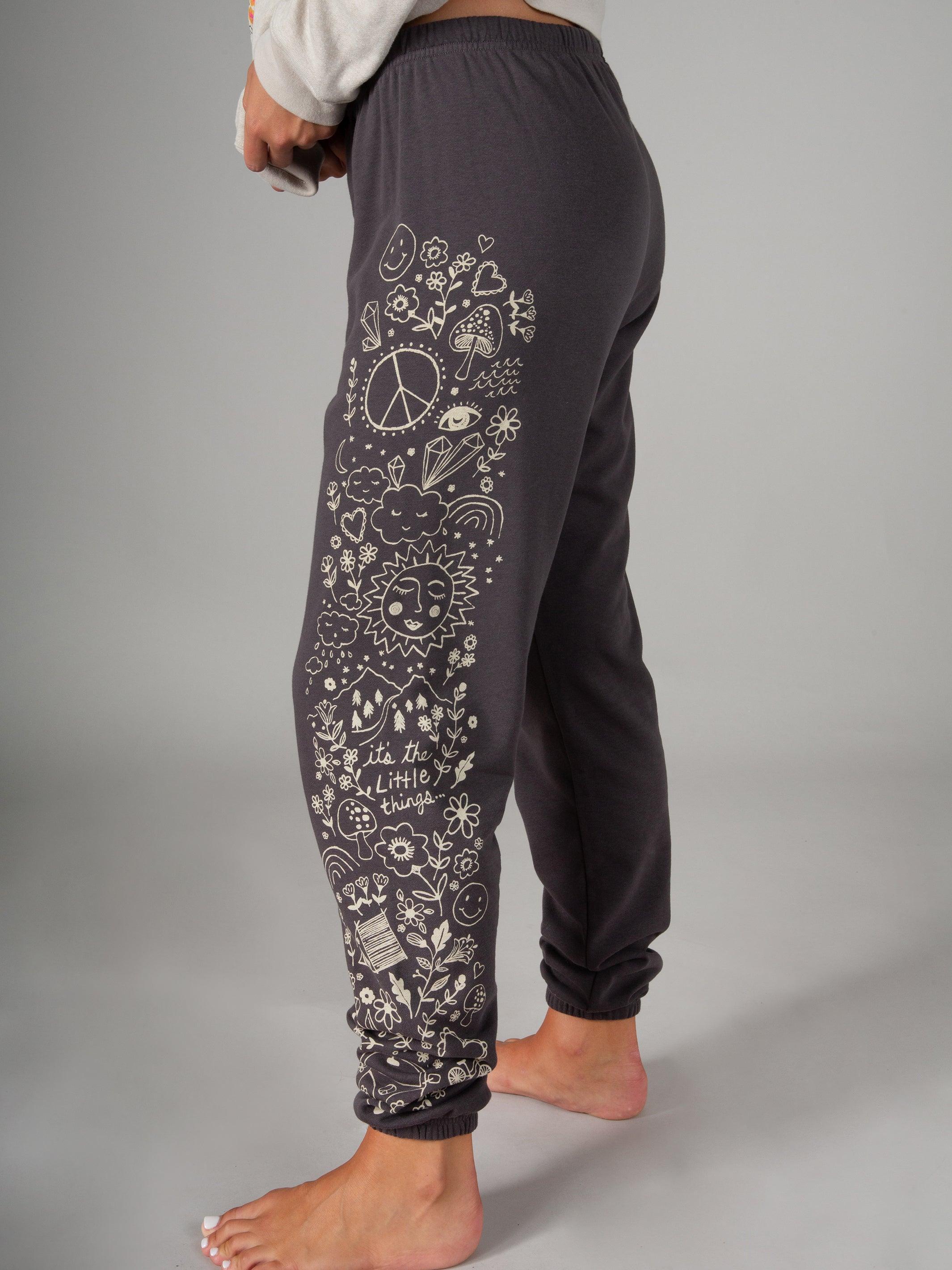 Quinn Graphic Knit Jogger - Charcoal Doodle Product Image