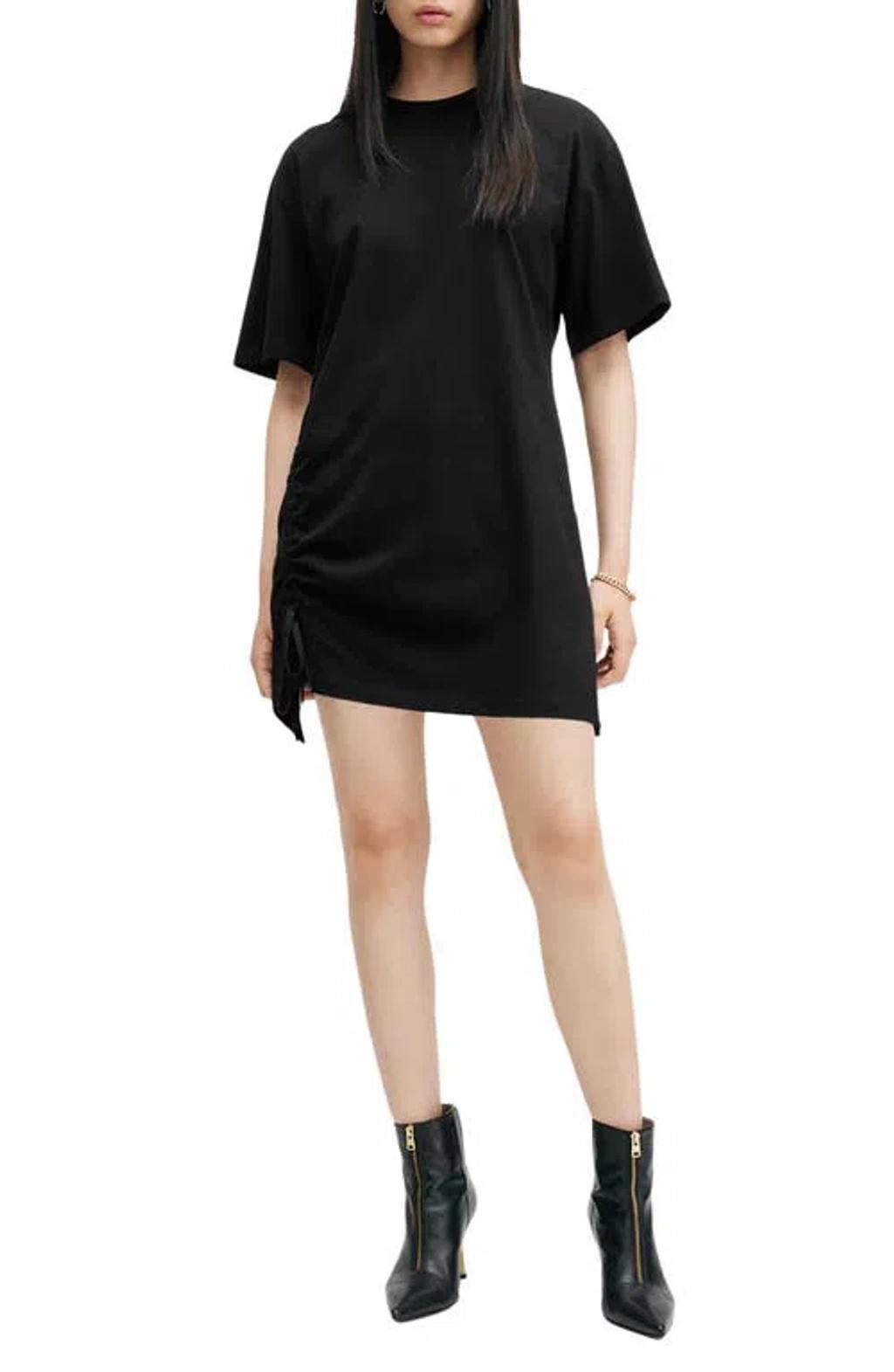 Naenia Drawcord Mini T-shirt Dress In Black Product Image