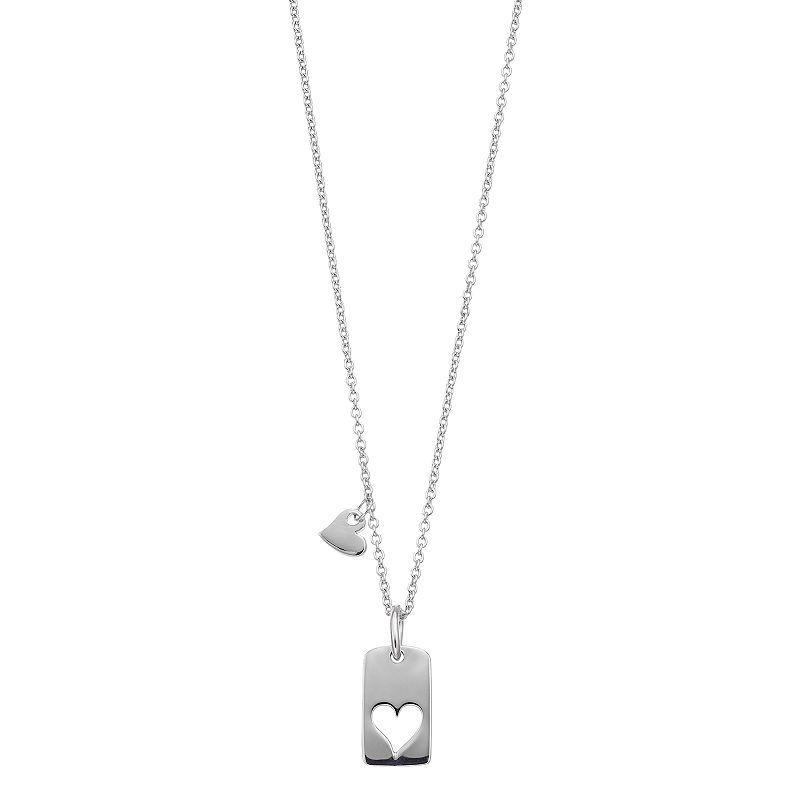 SIRI USA by TJM Sterling Silver Open Heart Pendant Necklace, Womens Product Image