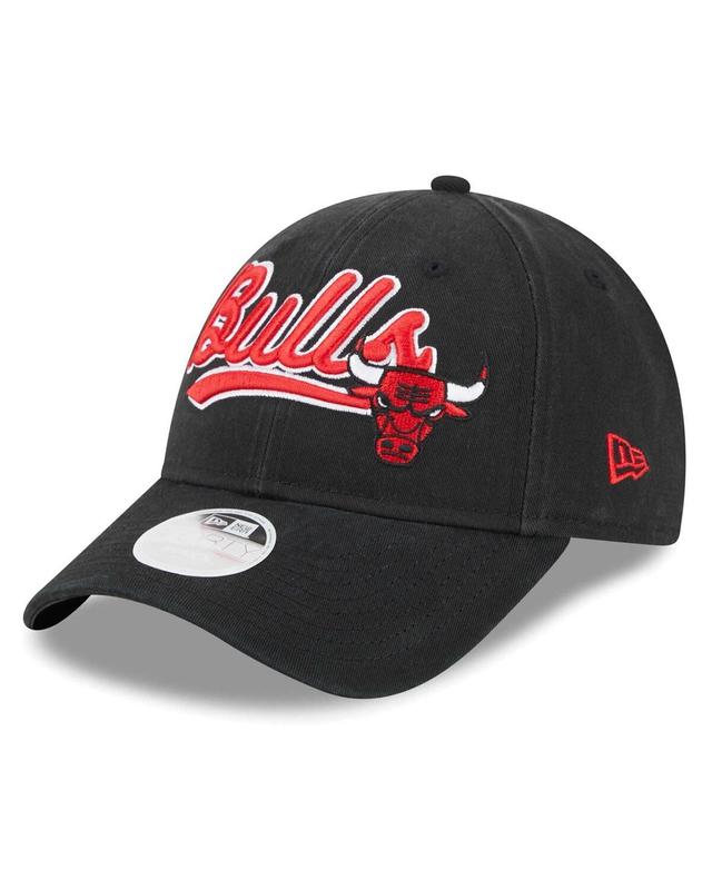 Womens New Era Black Chicago Bulls Cheer Tail sweep 9FORTY Adjustable Hat Product Image