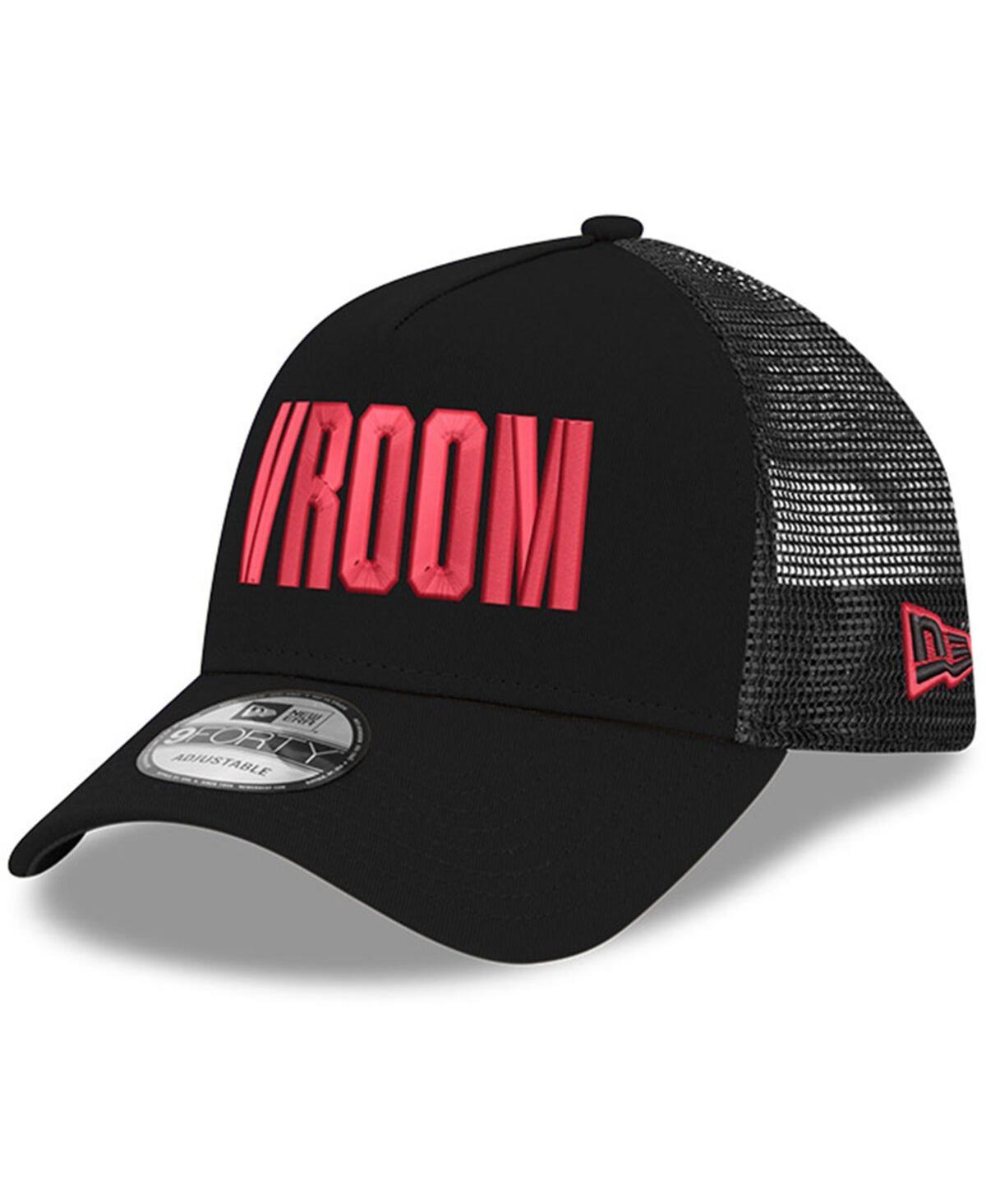 Mens New Era Black Nascar Vroom 9FORTY A-Frame Adjustable Trucker Hat Product Image