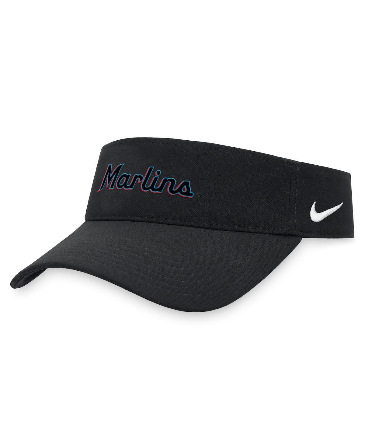 Mens Nike Black Miami Marlins Wordmark Performance Adjustable Visor Product Image