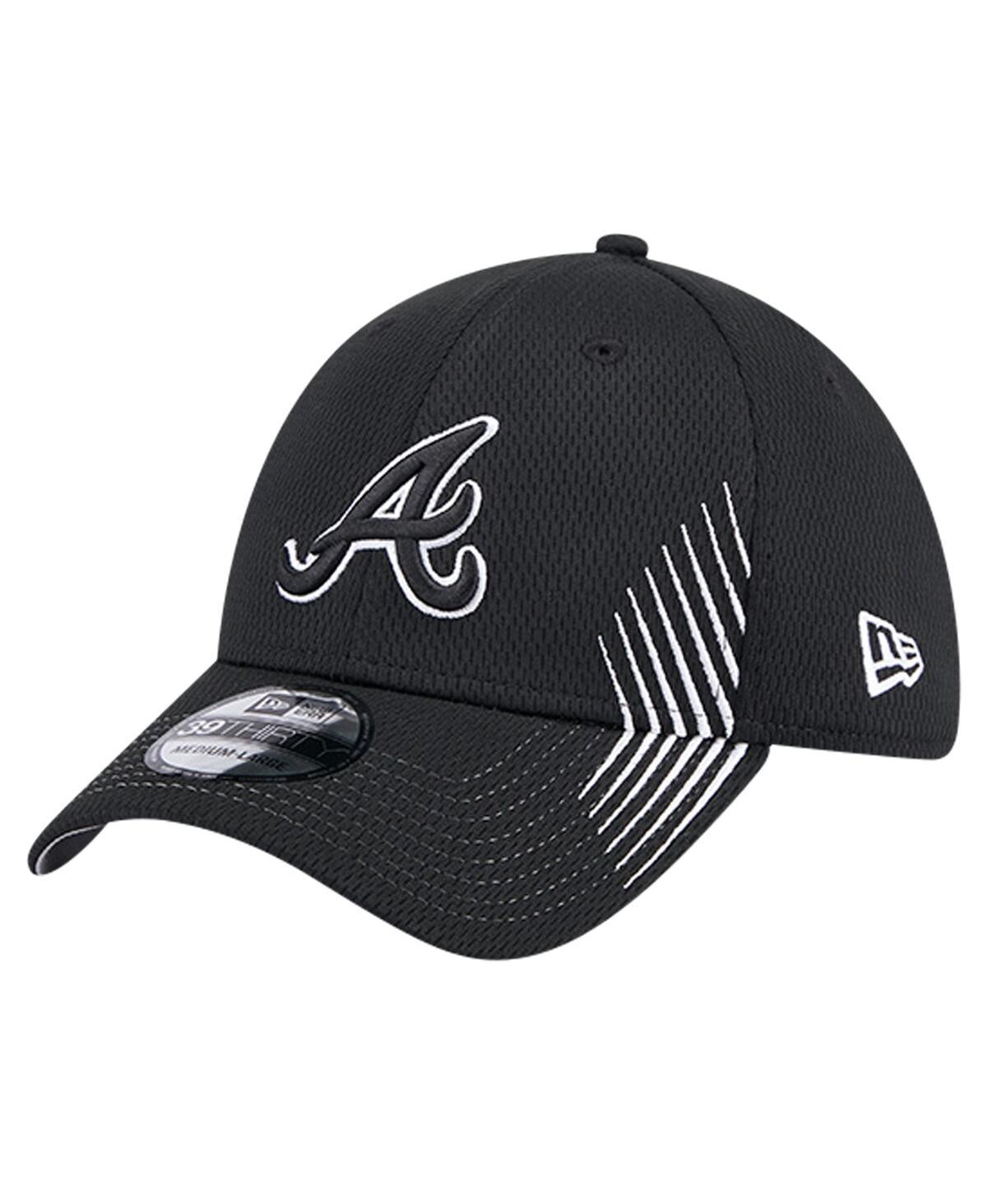 New Era Mens Black Atlanta Braves Active Dash Mark 39THIRTY Flex Hat Product Image