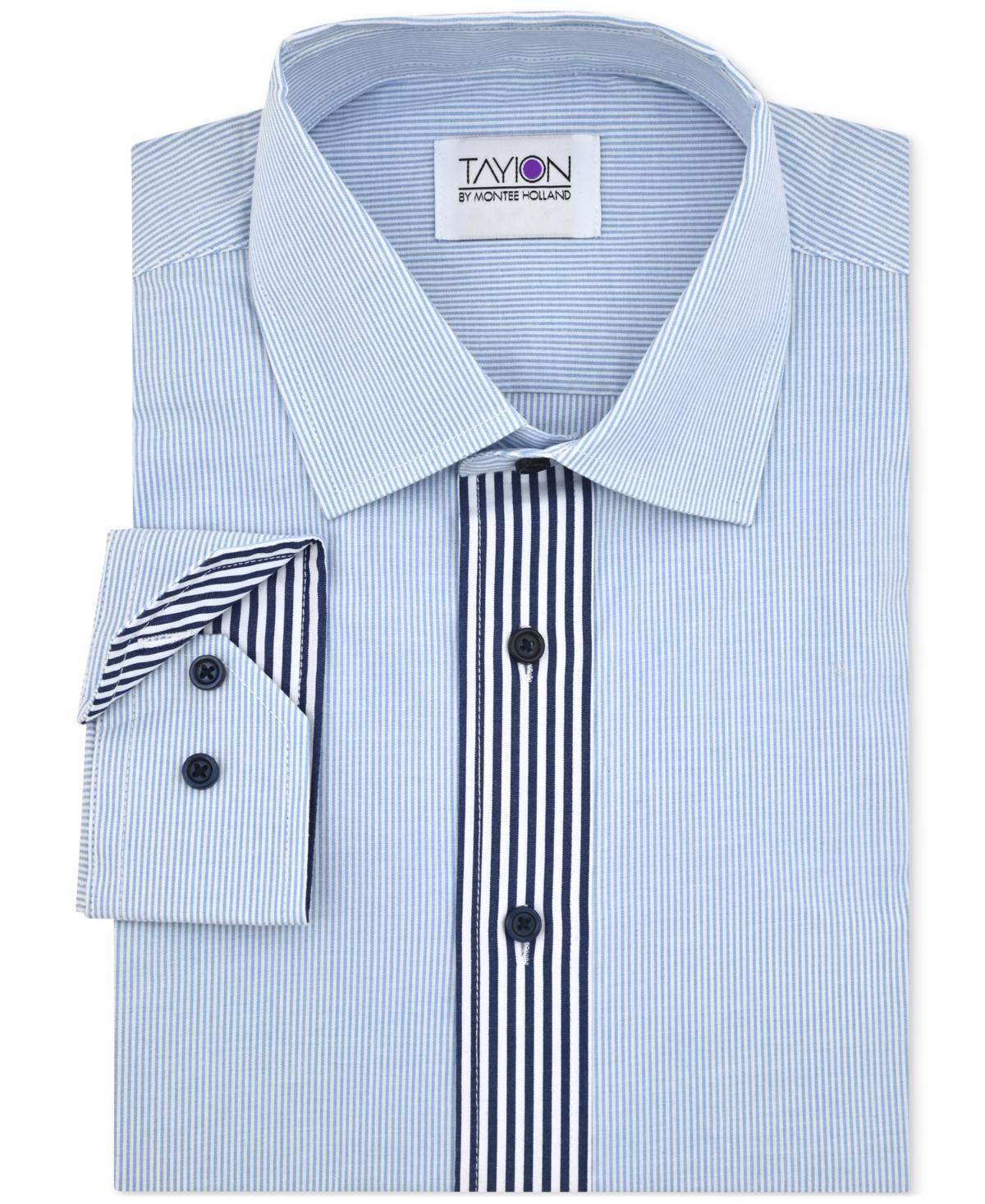 Tayion Collection Mens Slim-Fit Stripe-Placket Dress Shirt Product Image