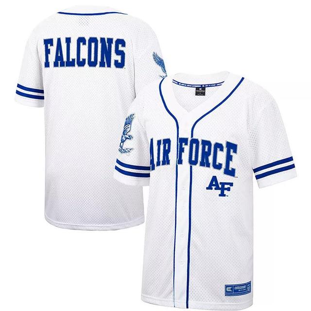 Mens Colosseum White/Royal Air Force Falcons Free Spirited Baseball Jersey Product Image