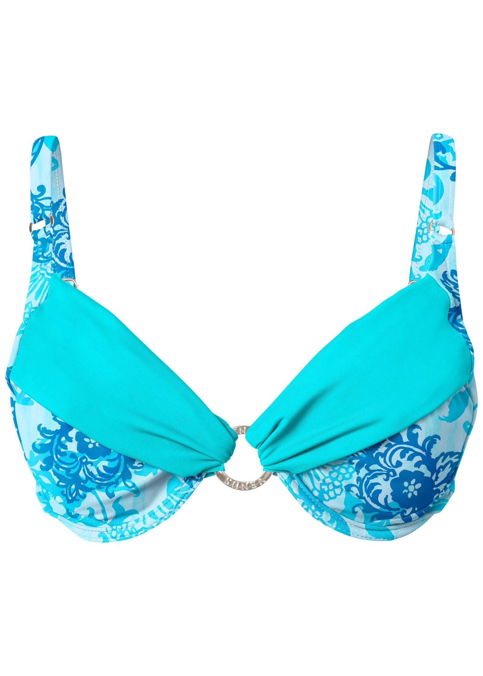 Sally Underwire Ring Top - Aqua Floral Vine Product Image