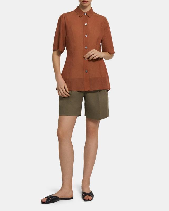 Smocked Short-Sleeve Shirt in Organic Cotton Product Image