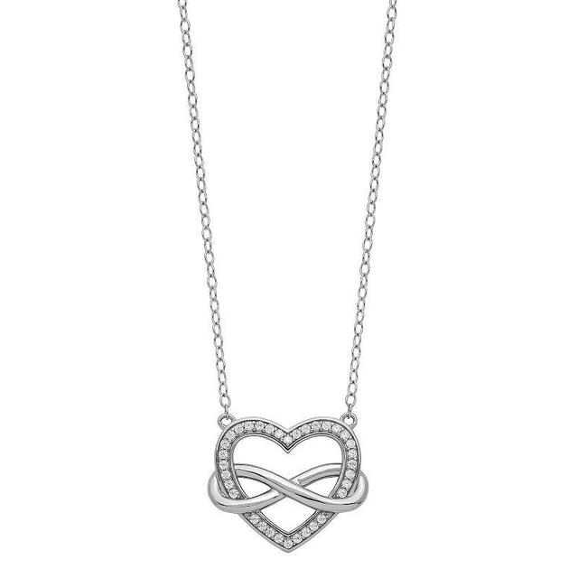 Sentimental Expressions Sterling Silver Cubic Zirconia Friends are Forever Heart Necklace, Womens Product Image