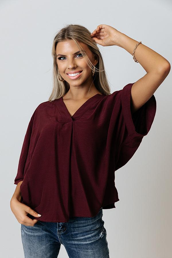 Stay And Chat Shift Top in Maroon Product Image