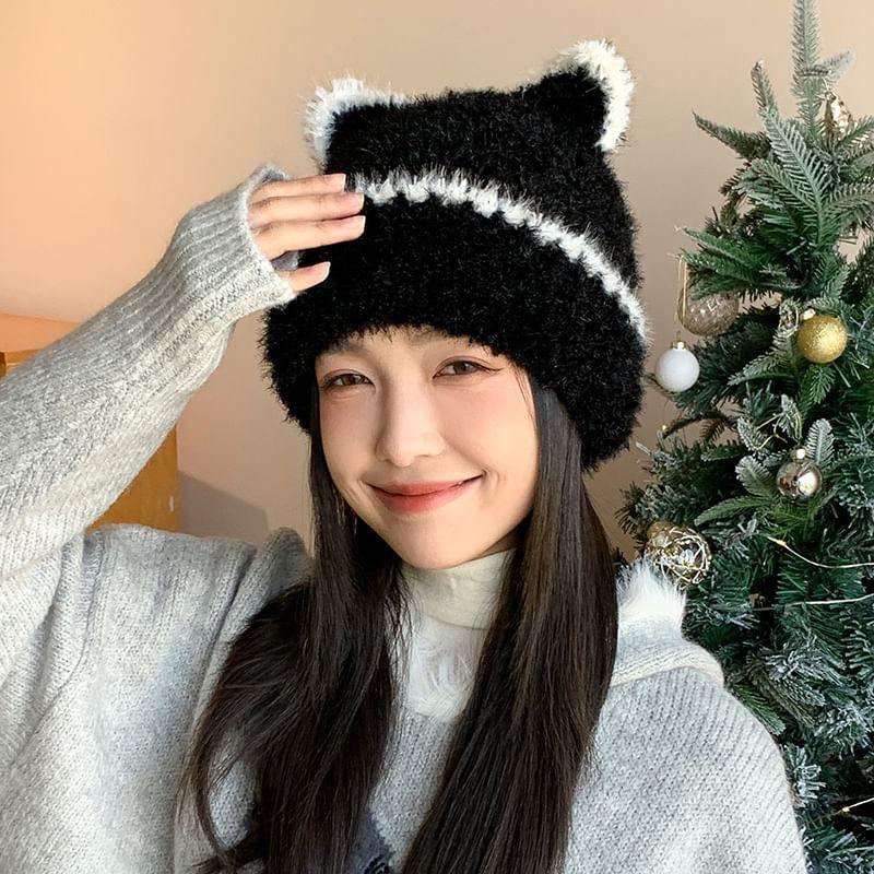 Cat Ear Knit Beanie Product Image