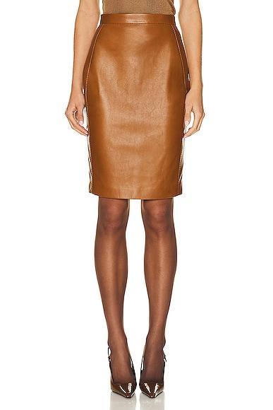 Saint Laurent Leather Skirt Cognac. (also in 38). Product Image