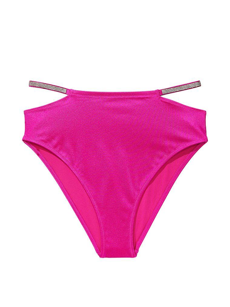 Shine Strap High-Waist Full-Coverage Bikini Bottom Product Image