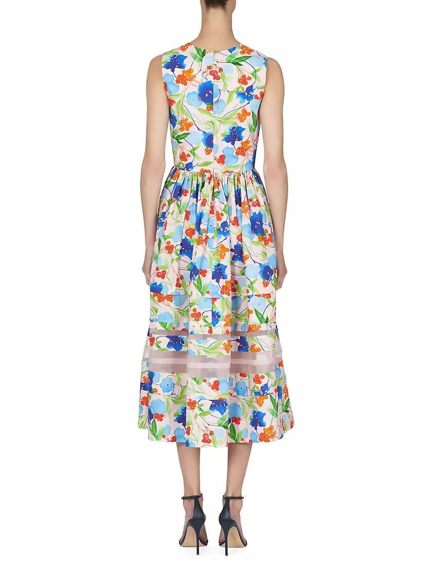 Floral Sleeveless A-Line Midi-Dress Product Image