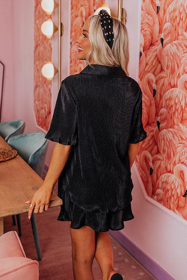 Tour The Town Pleated Top In Black Product Image