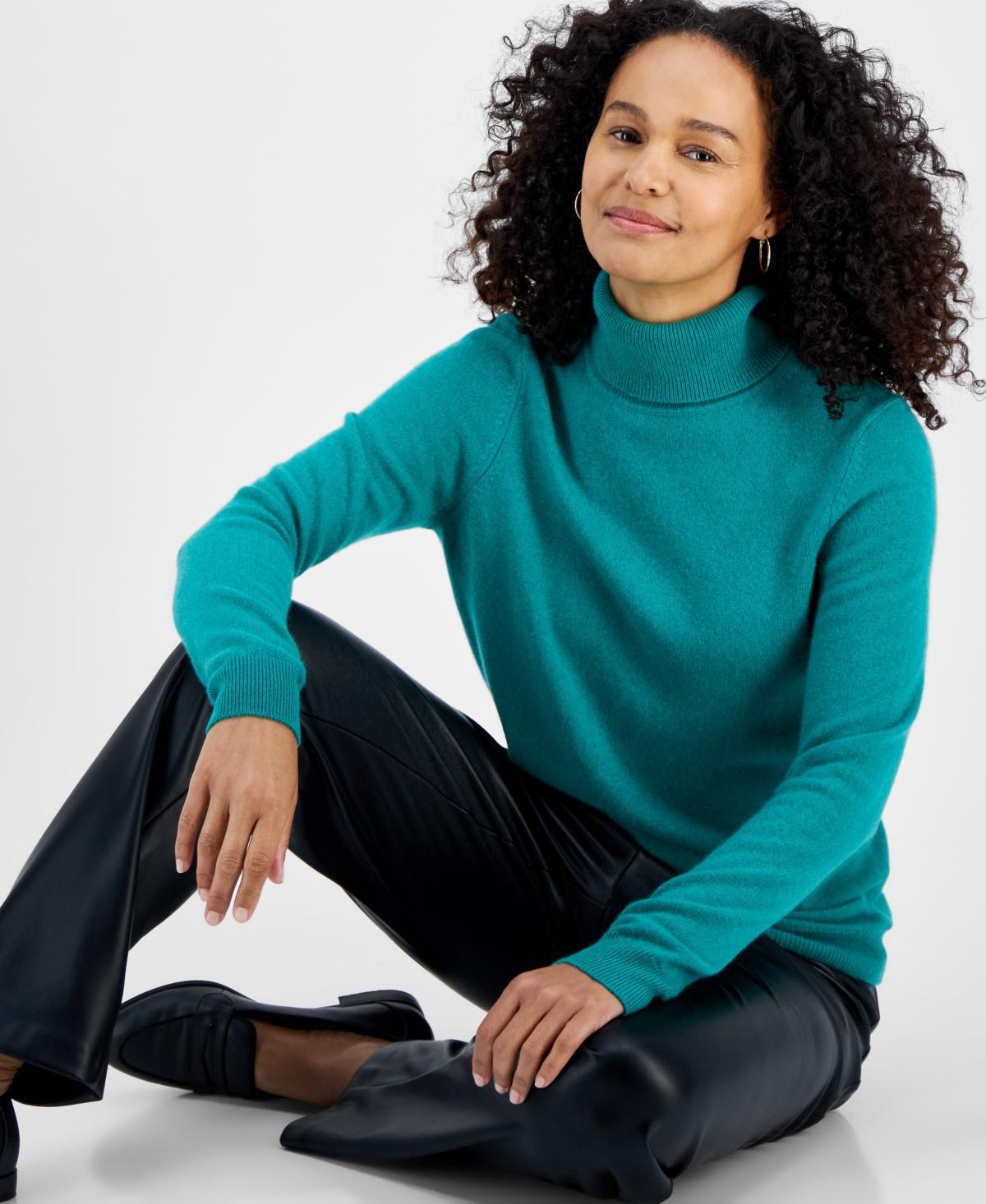 Charter Club 100% Cashmere Womens Turtleneck Sweater, Regular & Petites, Created for Macys Product Image