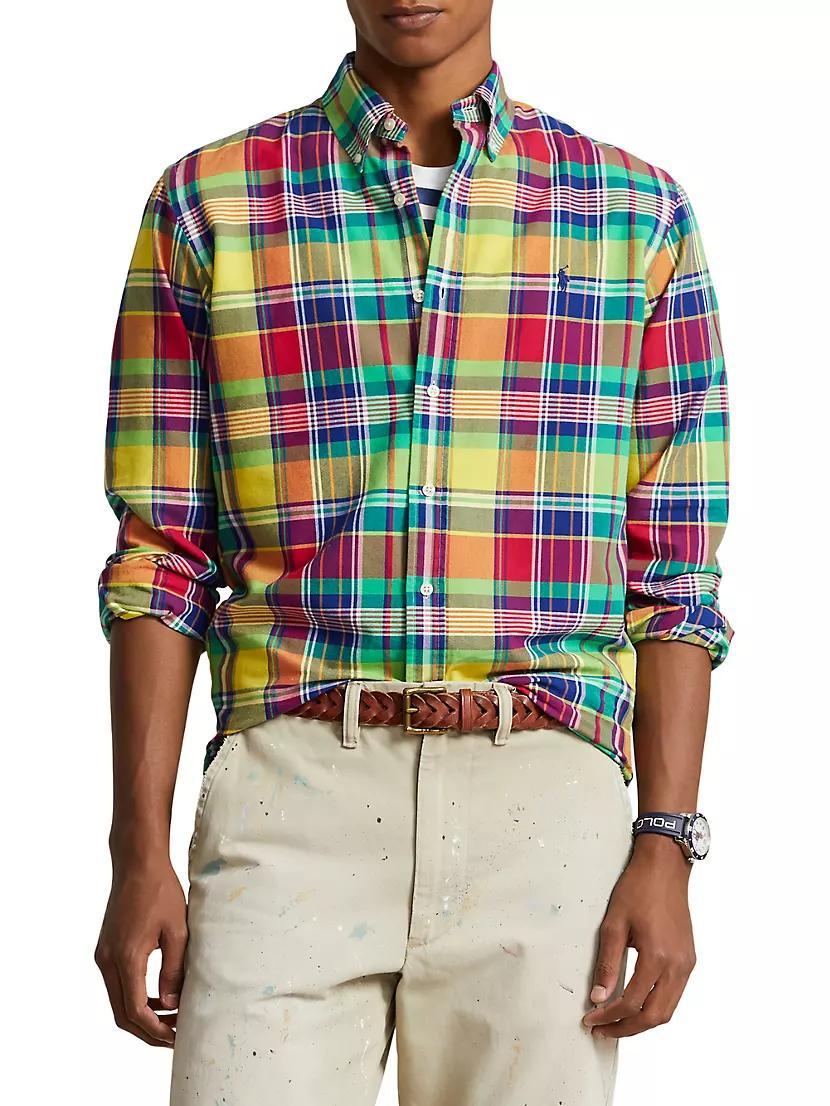 Plaid Cotton Relaxed-Fit Button-Down Shirt Product Image